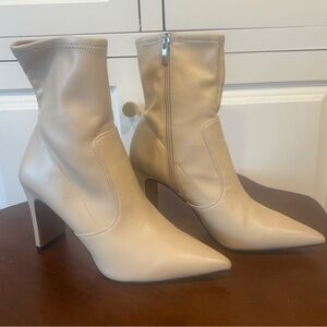 Franco Sarto Elegant Cream Ankle Boots